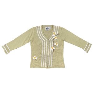 Storybook Knits Vintage Light Green Cottagcore Knit Cardigan Size Small